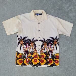 Vtg Dragonfly Hawaiian Button-down Shirt